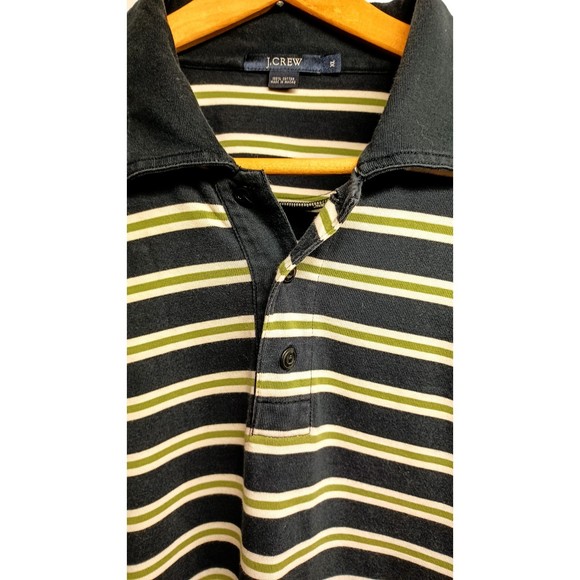 J. CREW RUGBY SHIRT, NAVY/GREEN/WHITE STRIPES, COTTON, SIZE XL - Picture 2 of 6